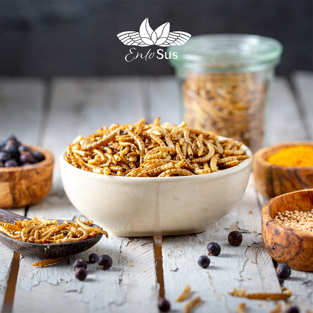 EntoSus - getrocknete Mehlwürmer Naturbelassen - nachhaltige Proteinquelle mit mild-nussigem Geschmack 40g