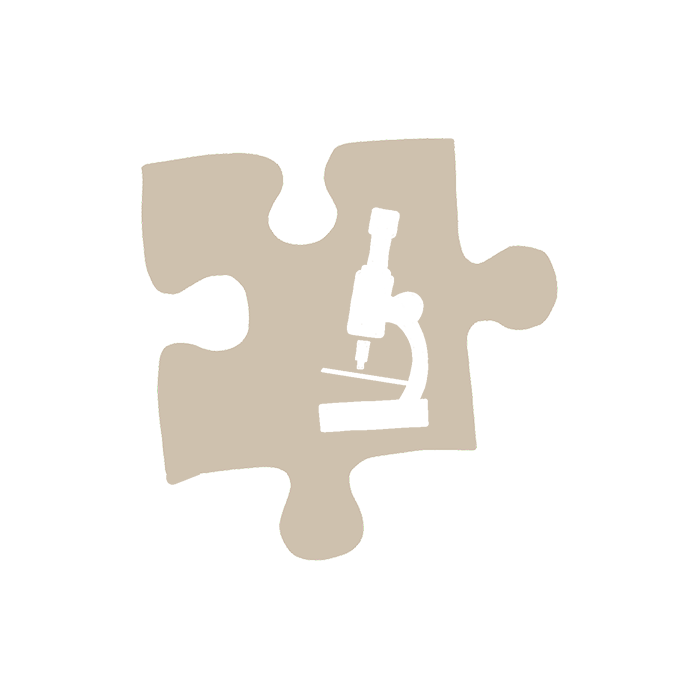 Illustration eines Mikroskops innerhalb eines Puzzle-Stücks.