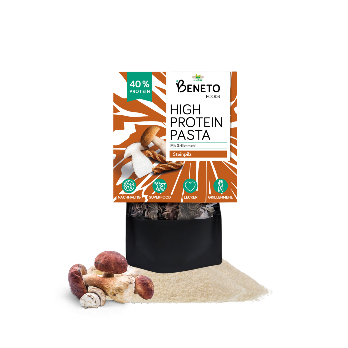 Beneto - High Protein Pasta in 3 Sorten - Natur, Steinpilz, Tomate - Nährstoffreicher Genuss mit gutem Gewissen!