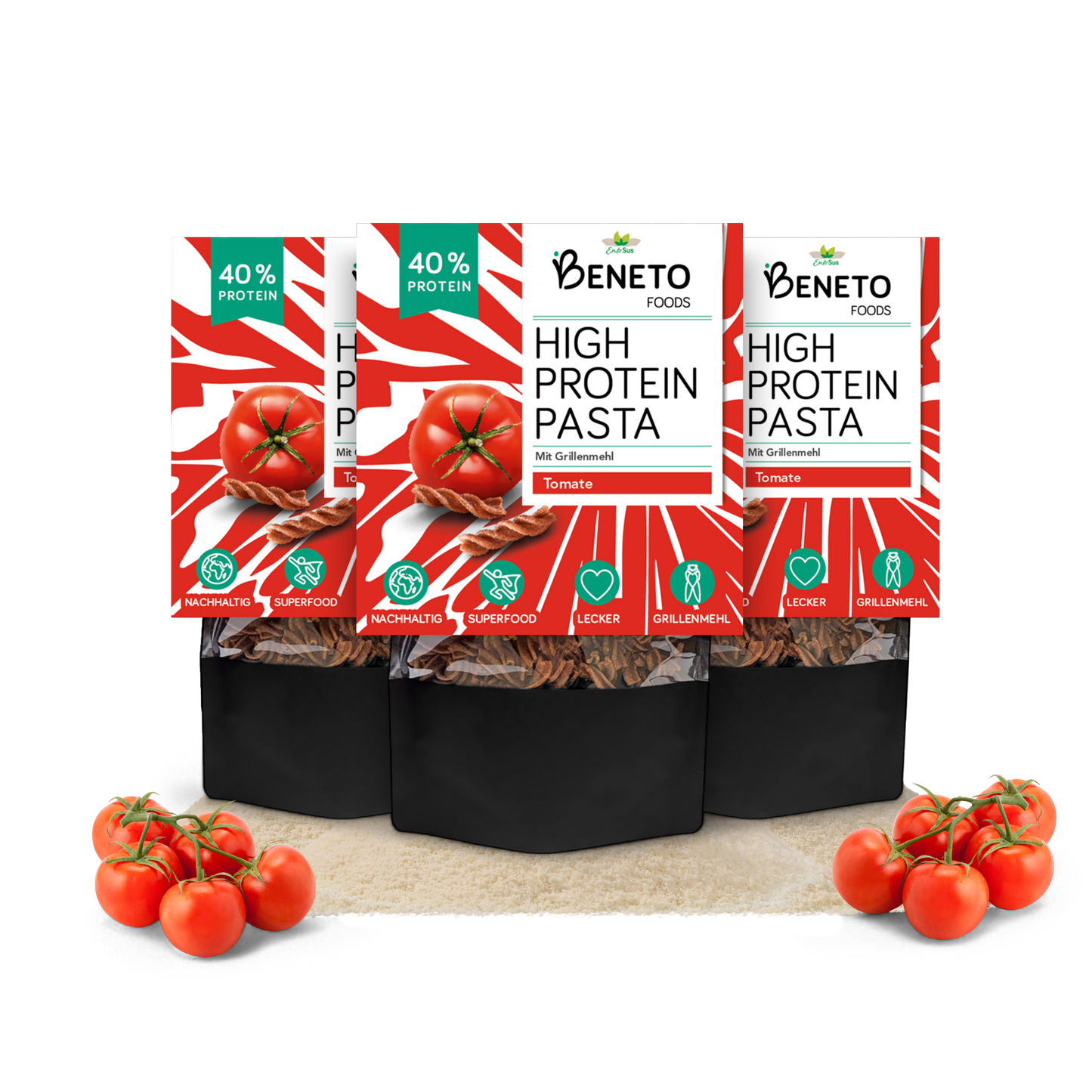 Beneto - High Protein Pasta in 3 Sorten - Natur, Steinpilz, Tomate - Nährstoffreicher Genuss mit gutem Gewissen!