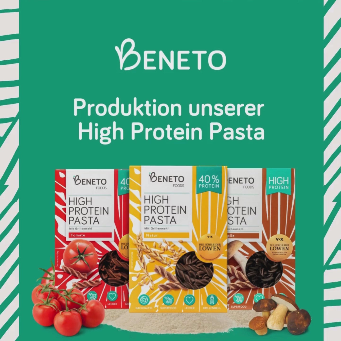 Video in der Galerie ansehen und abspielen, Beneto - High Protein Pasta in 3 Sorten - Natur, Steinpilz, Tomate - Nährstoffreicher Genuss mit gutem Gewissen!