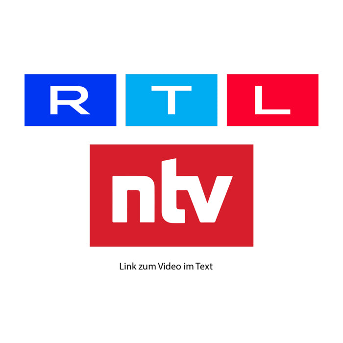 Logos der zwei Sender rtl und ntv auf weissem Hintergrund, mit der Bildunterschrift "Link zum Video im Text".