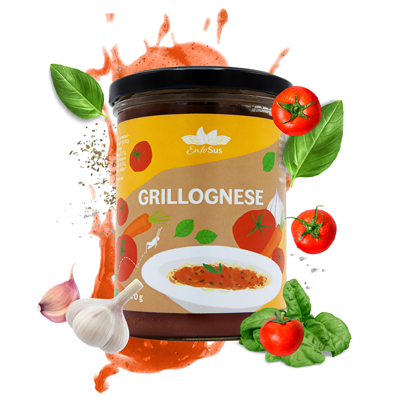 EntoSus Grillognese, Bolognese-Alternative mit Grillenprotein im 370-g-Glas