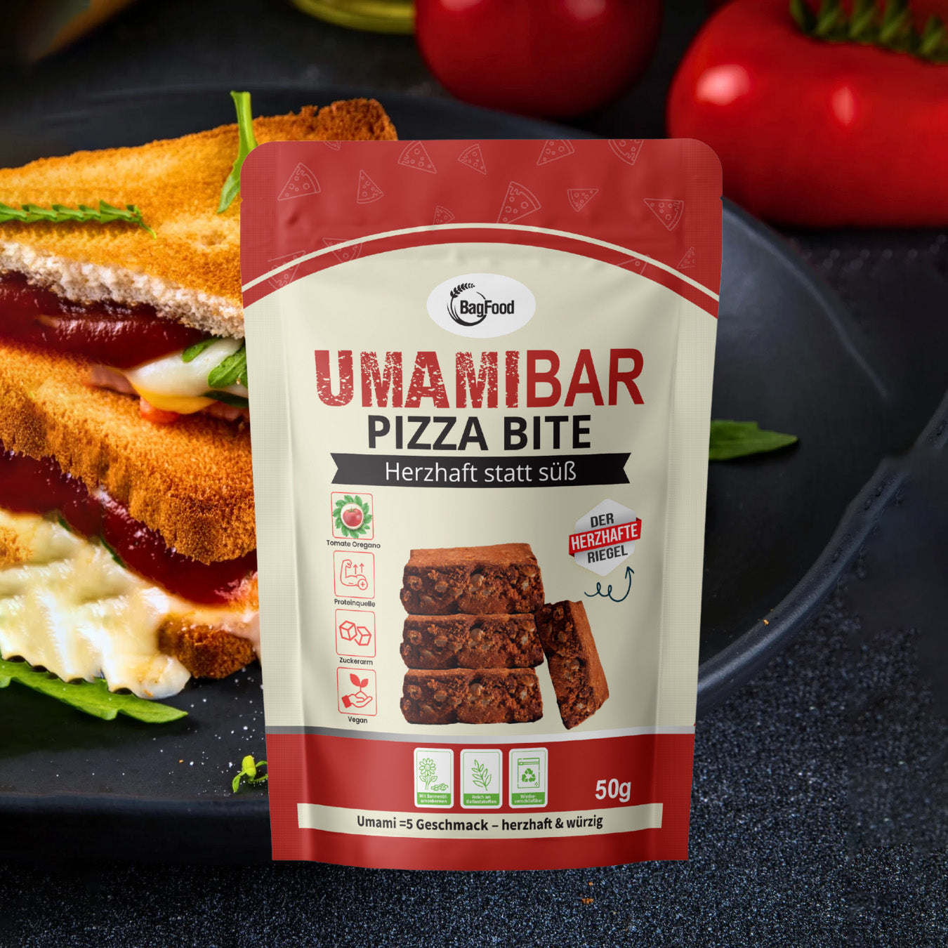 
                  
                    Bagfood - Umamibar der herzhafte Riegel - Pizza
                  
                