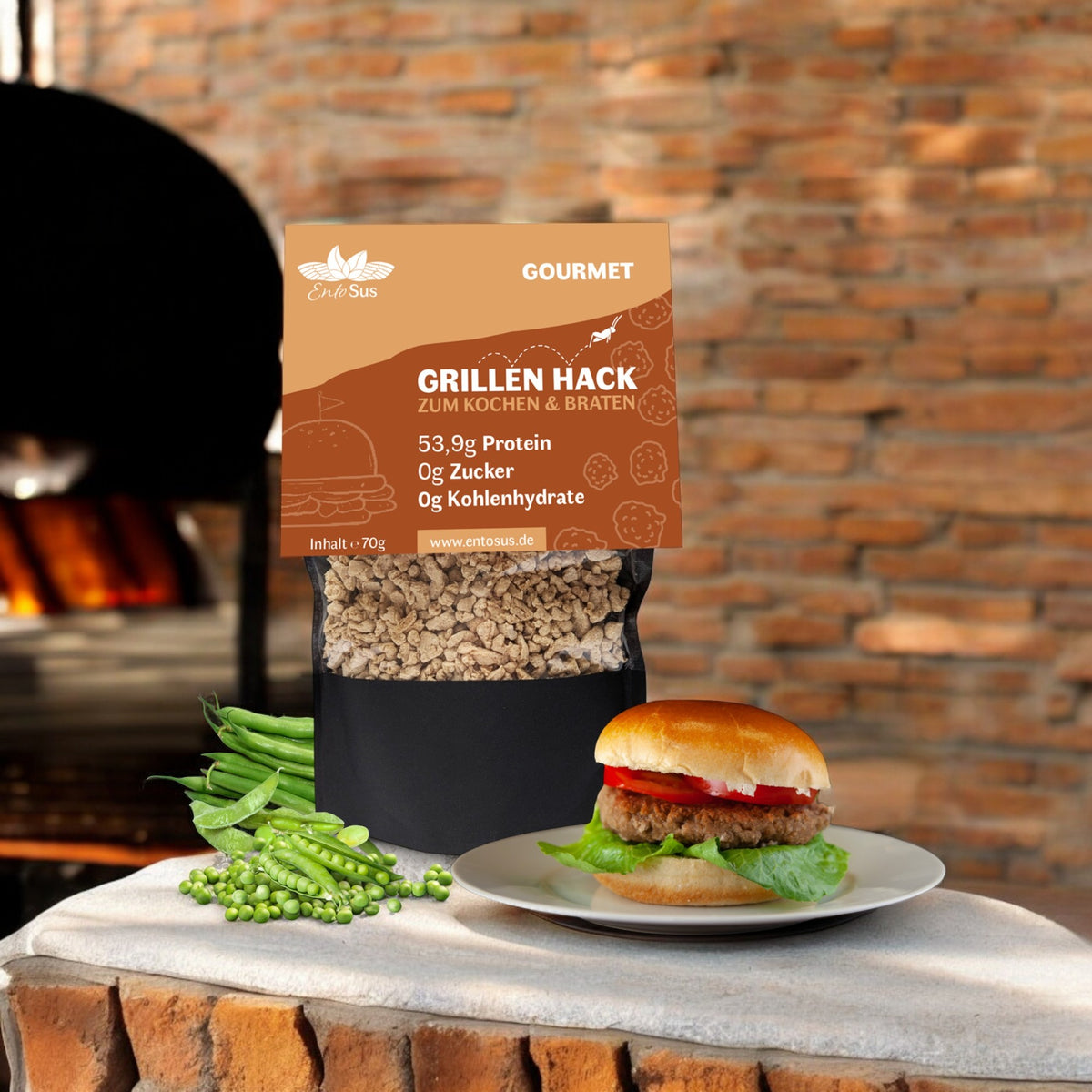 EntoSus Grillenhack, texturiertes Grillenprotein als Hackfleischersatz, 70-g-Packung