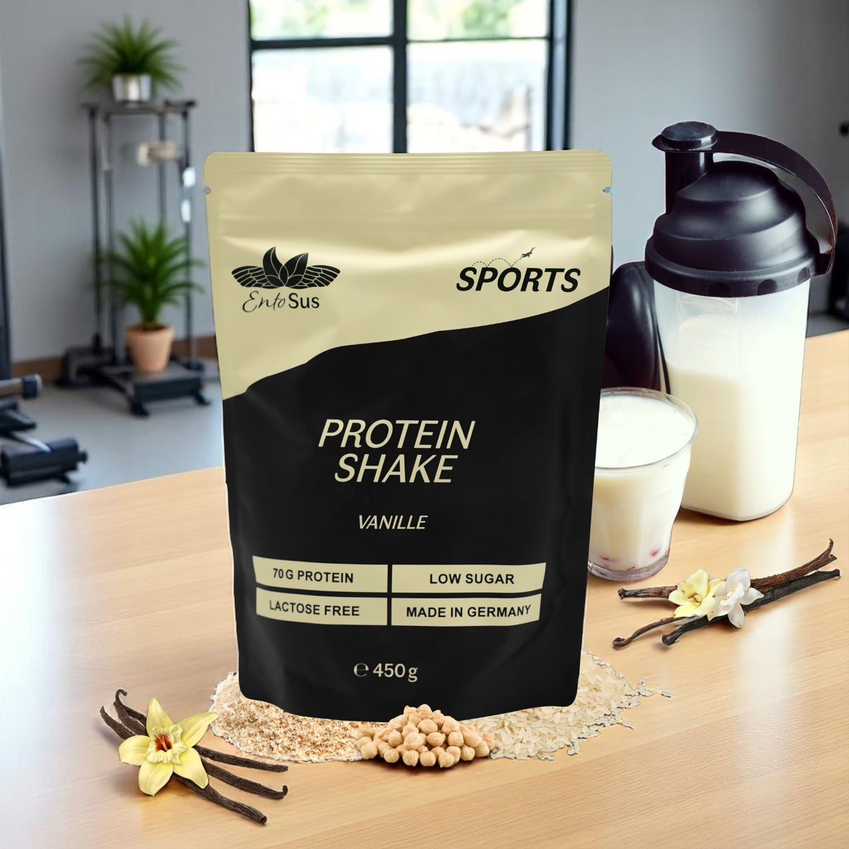 EntoSus Proteinpulver Vanille mit 70 Prozent Protein, 450-g-Dose