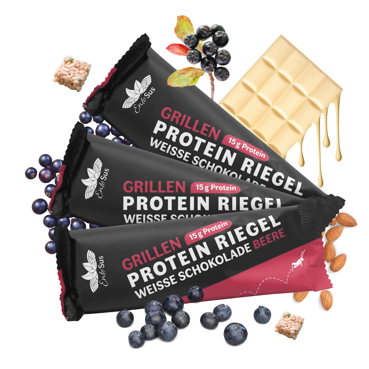 
                  
                    EntoSus - Protein Riegel - weiße Schokolade Beere - 15g Protein pro Riegel
                  
                