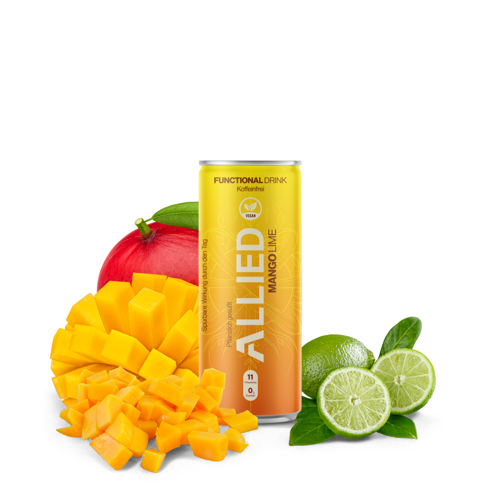 Allied – Functional drink / Koffeinfrei / Zuckerfrei / Vitamine - Mango Lime 250 ml Dose