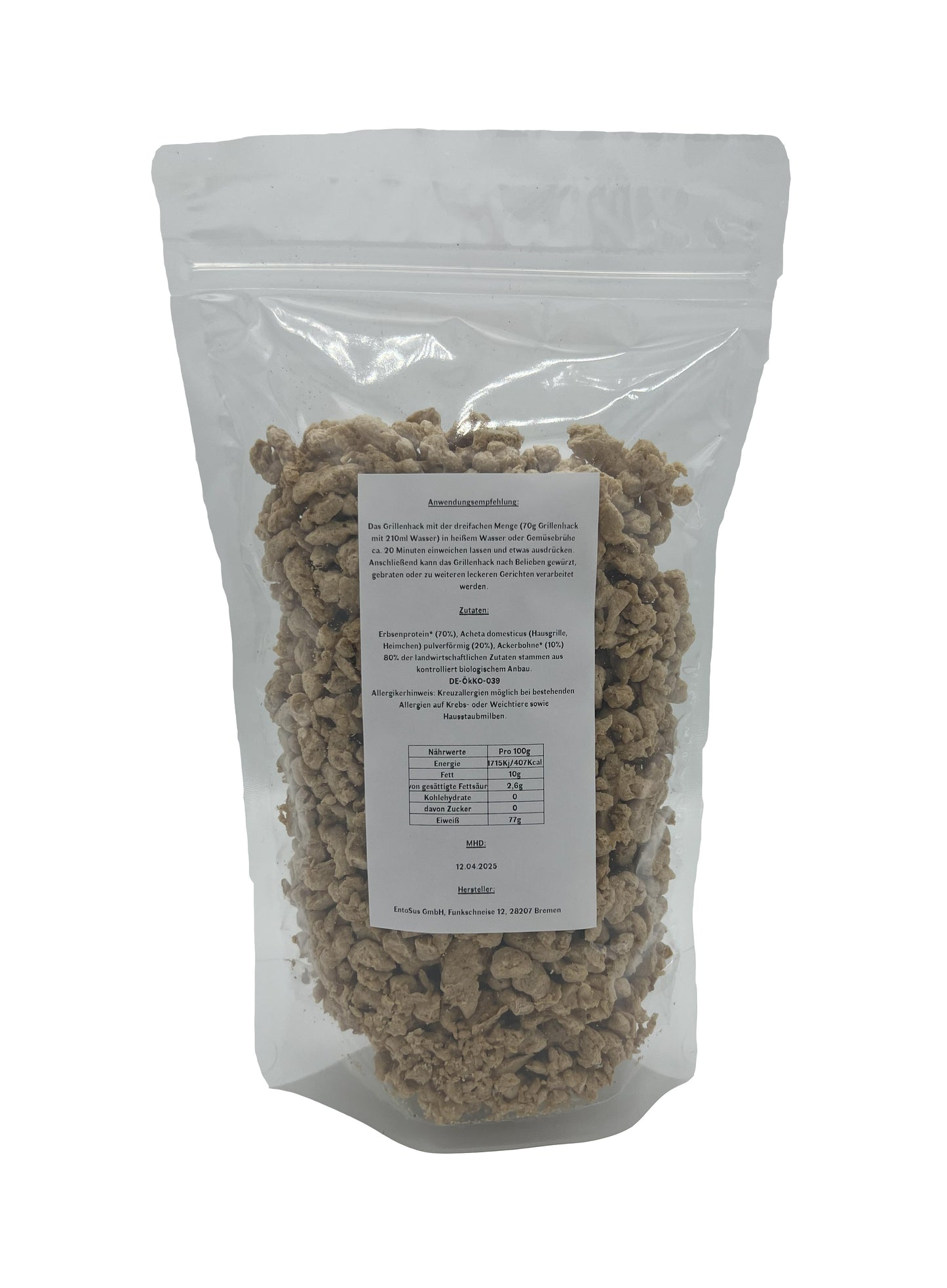 
                  
                    Grillenhack | Texturiertes Grillenprotein| Hackfleischersatz aus Grillen 70g (ergibt ca. 300g)
                  
                