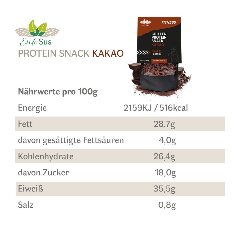 
                  
                    Grillen Protein Snack Kakao - eiweißreicher Cornflakes Ersatz, Müsli Topping oder zum snacken
                  
                
