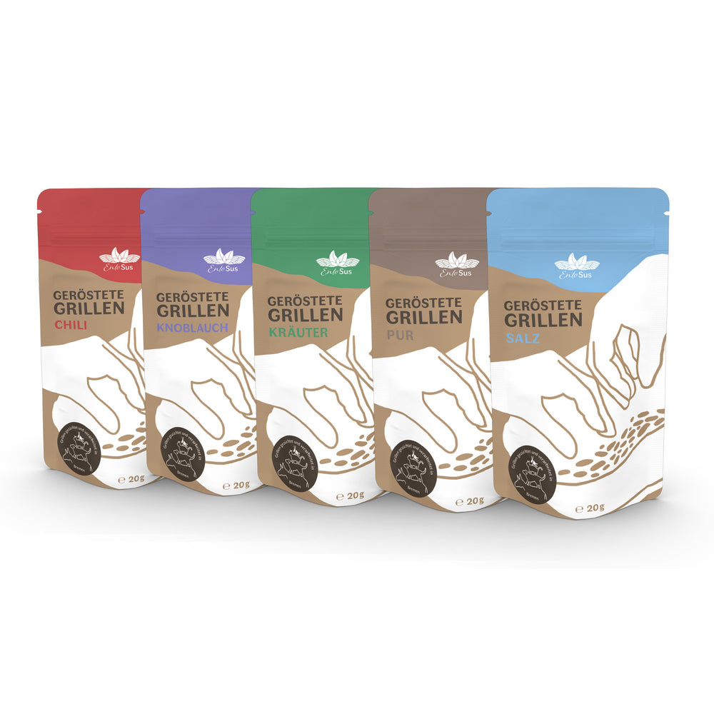Knusprig geröstete Grillen - flexibles Probierpaket
